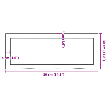 Bathroom Countertop 80x30x(2-6) cm Untreated Solid Wood