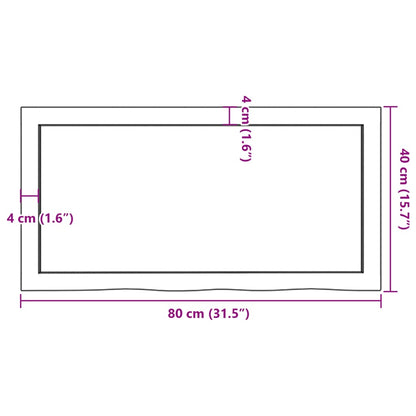 Bathroom Countertop 80x40x(2-6) cm Untreated Solid Wood