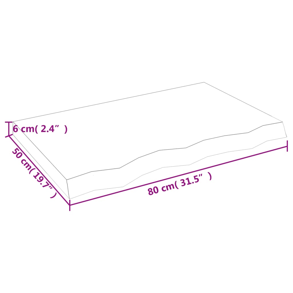 Bathroom Countertop 80x50x(2-6) cm Untreated Solid Wood