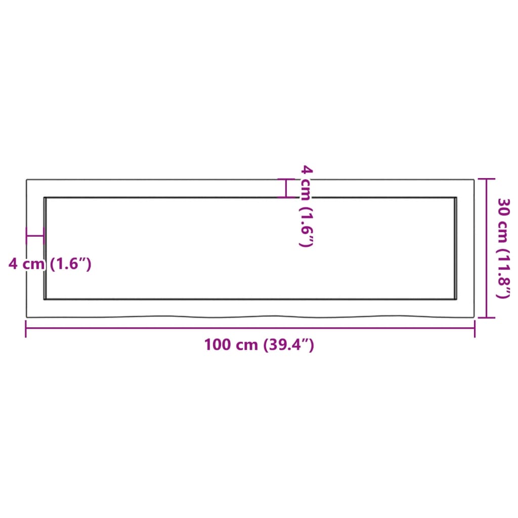 Bathroom Countertop 100x30x(2-4) cm Untreated Solid Wood