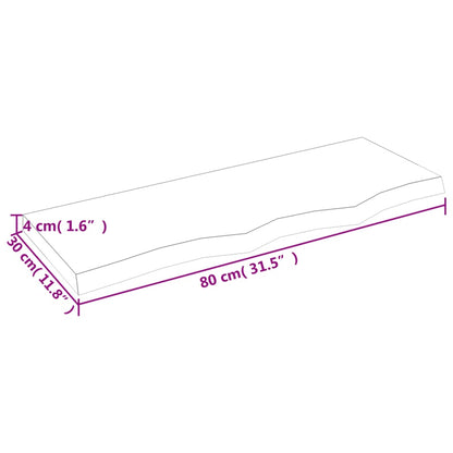 Bathroom Countertop Light Brown 80x30x(2-4) cm Treated Solid Wood