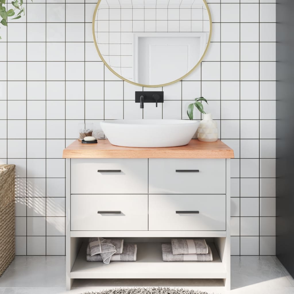 Bathroom Countertop Light Brown 100x50x(2-6)cm Treated Solid Wood