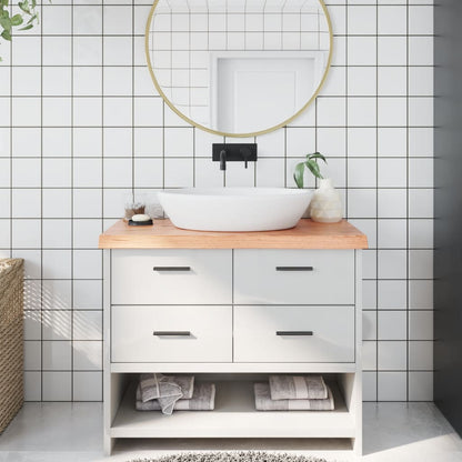 Bathroom Countertop Light Brown 100x50x(2-6)cm Treated Solid Wood