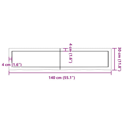 Bathroom Countertop Light Brown 140x30x(2-4)cm Treated Solid Wood