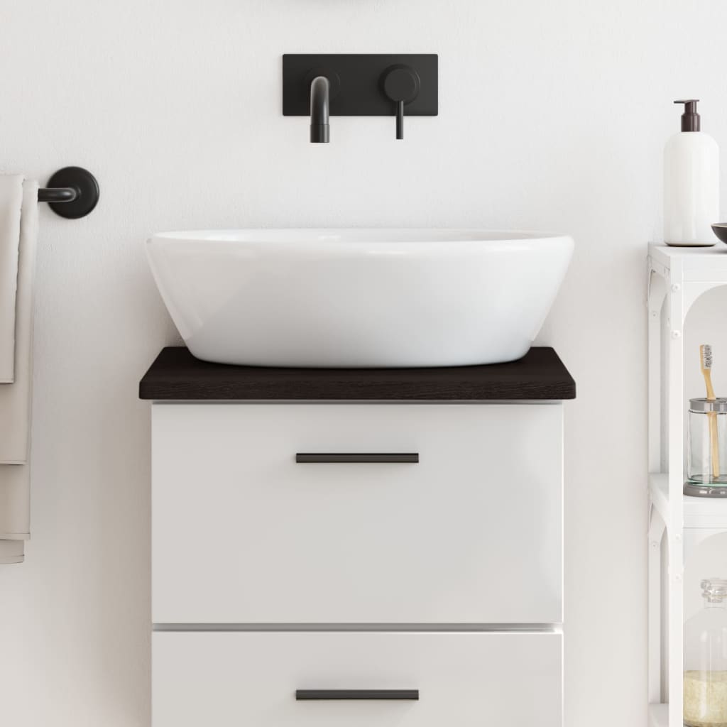 Bathroom Countertop Dark Brown 40x40x2 cm Treated Solid Wood