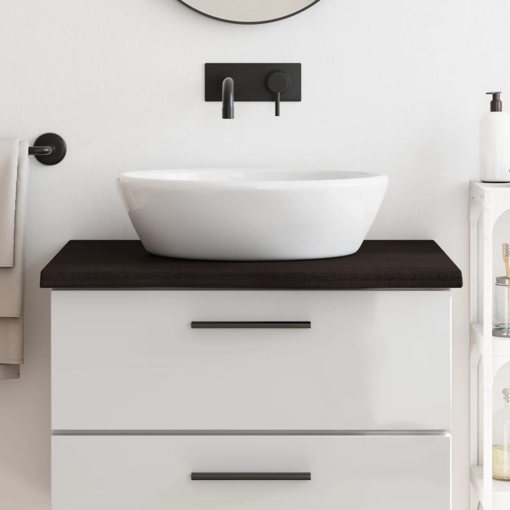 Bathroom Countertop Dark Brown 80x60x(2-4) cm Treated Solid Wood