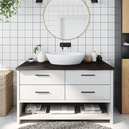 Bathroom Countertop Dark Brown 100x60x(2-4) cm Treated Solid Wood
