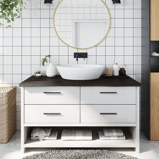 Bathroom Countertop Dark Brown 100x60x(2-4) cm Treated Solid Wood