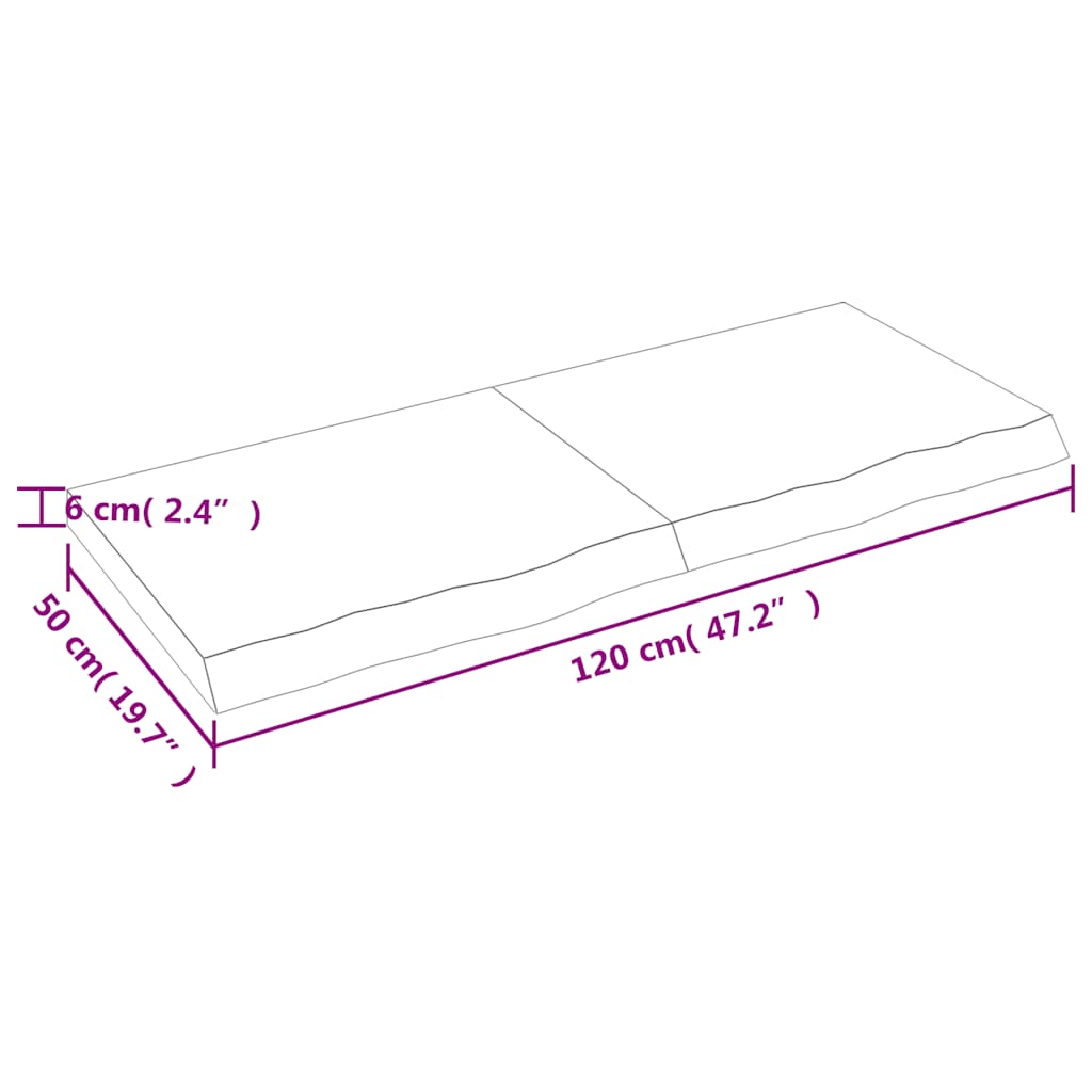 Bathroom Countertop Dark Brown 120x50x(2-6) cm Treated Solid Wood