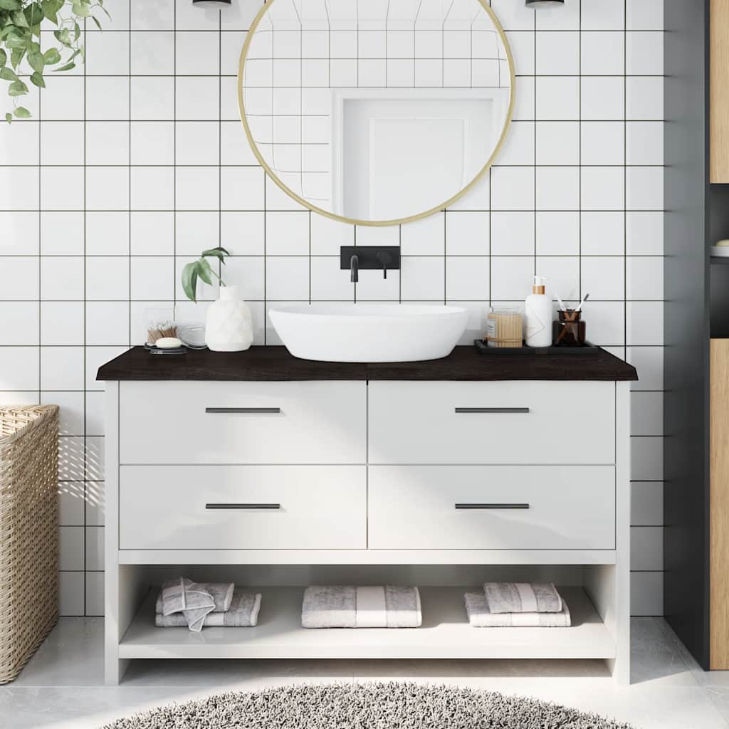 Bathroom Countertop Dark Brown 140x50x(2-4) cm Treated Solid Wood