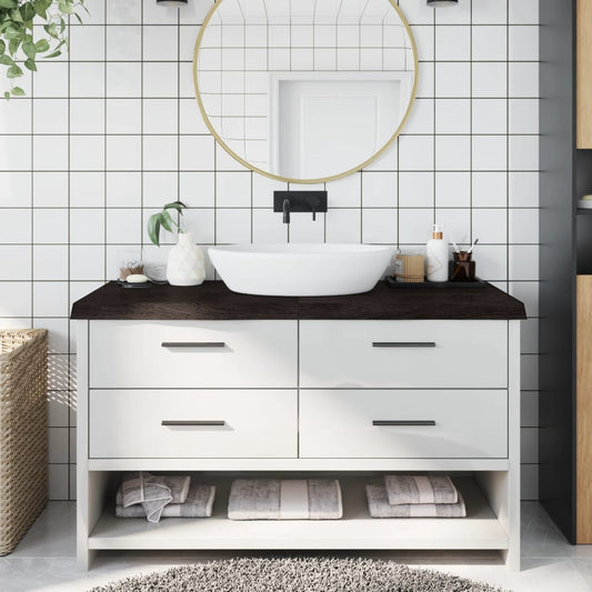 Bathroom Countertop Dark Brown 140x60x(2-6) cm Treated Solid Wood