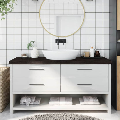 Bathroom Countertop Dark Brown 160x60x(2-6) cm Treated Solid Wood