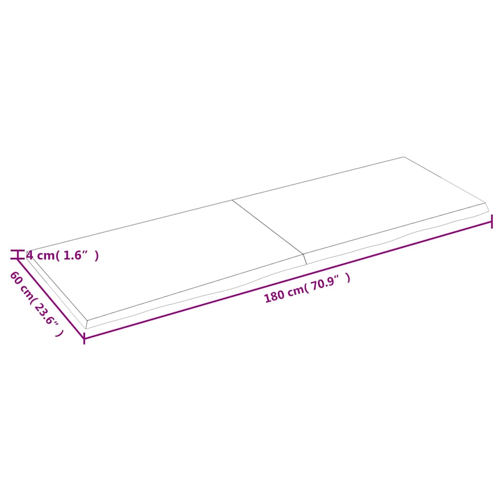 Bathroom Countertop Dark Brown 180x60x(2-4) cm Treated Solid Wood