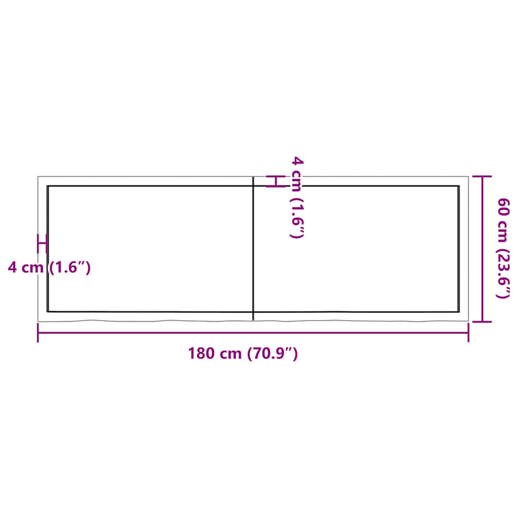 Bathroom Countertop Dark Brown 180x60x(2-4) cm Treated Solid Wood