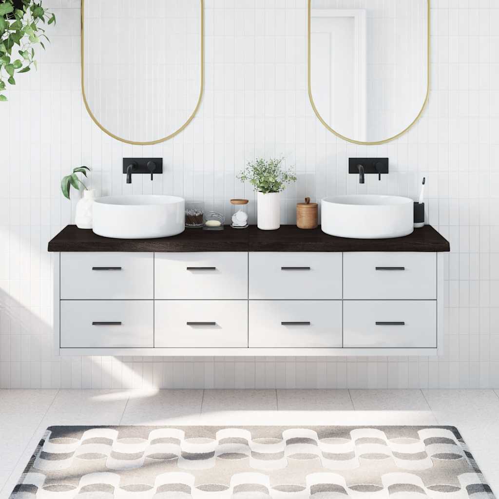 Bathroom Countertop Dark Brown 180x60x(2-6) cm Treated Solid Wood