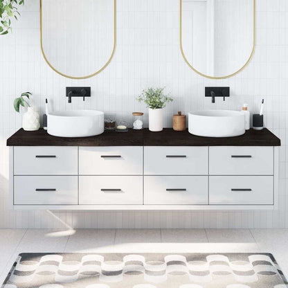 Bathroom Countertop Dark Brown 200x50x(2-6) cm Treated Solid Wood