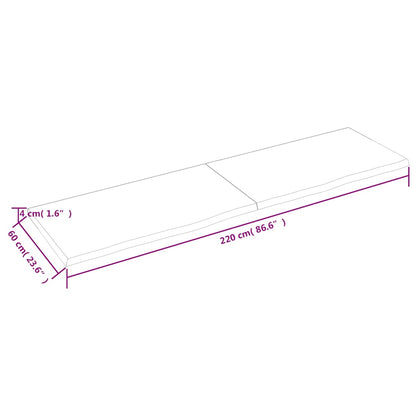 Bathroom Countertop Dark Brown 220x60x(2-4) cm Treated Solid Wood