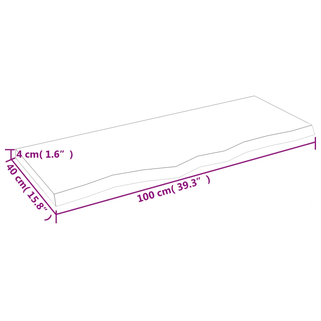 Table Top 100x40x(2-4) cm Untreated Solid Wood Oak