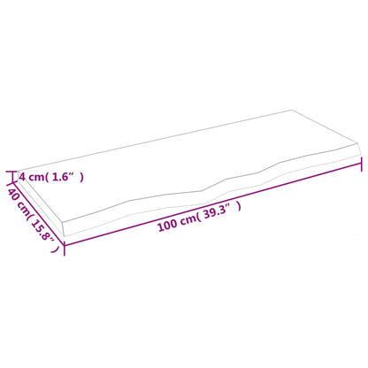 Table Top 100x40x(2-4) cm Untreated Solid Wood Oak