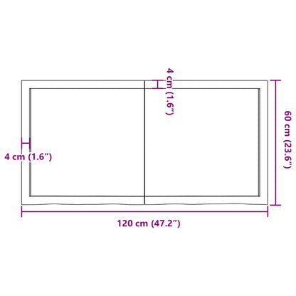 Table Top 120x60x(2-6) cm Untreated Solid Wood Oak