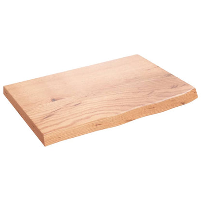 Table Top Light Brown 60x40x(2-4) cm Treated Solid Wood Oak