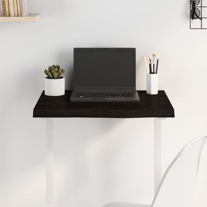 Table Top Dark Brown 60x50x(2-4) cm Treated Solid Wood Oak