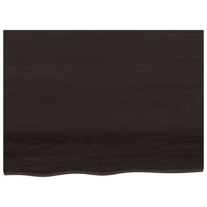 Table Top Dark Brown 80x60x(2-4) cm Treated Solid Wood Oak