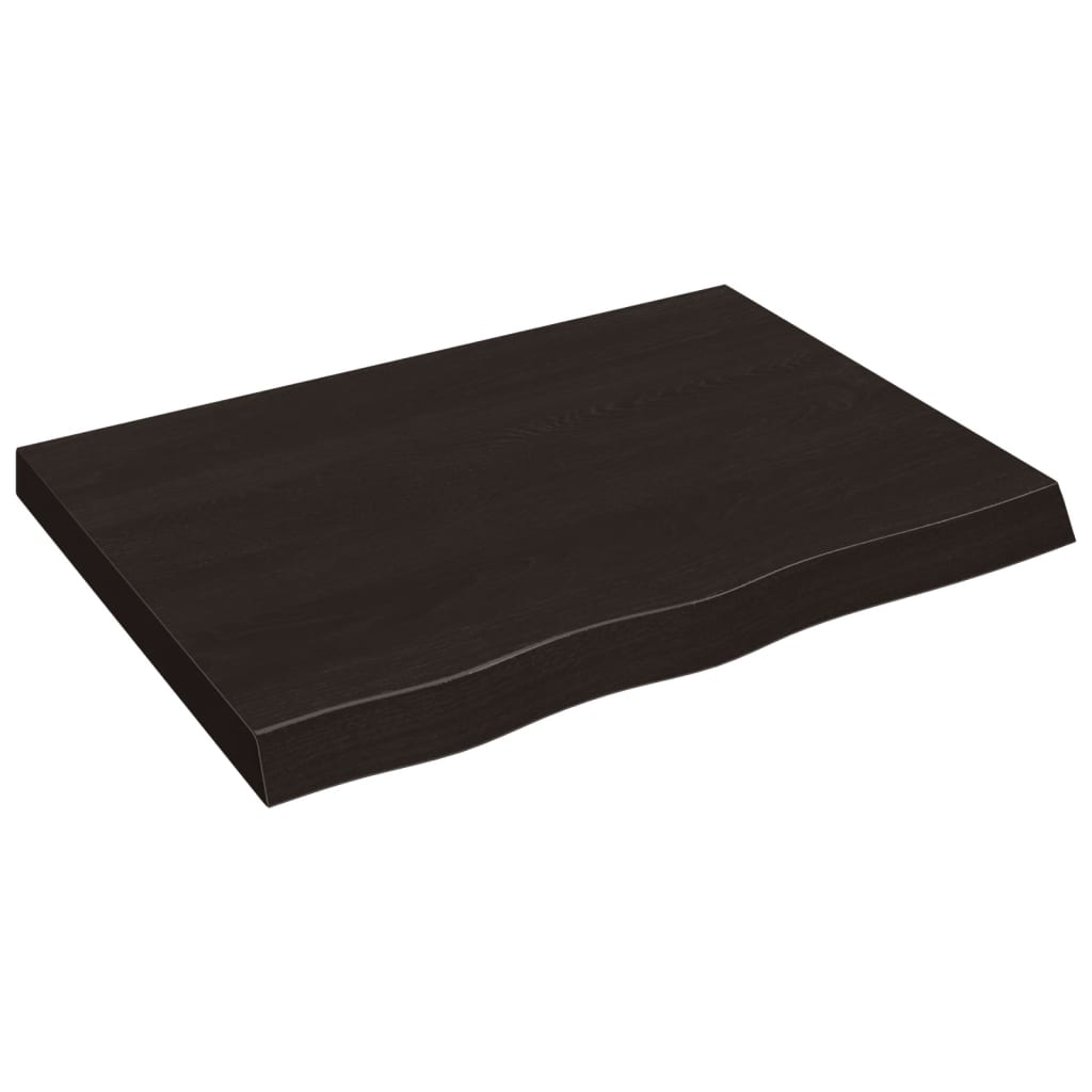 Table Top Dark Brown 80x60x(2-6) cm Treated Solid Wood Oak
