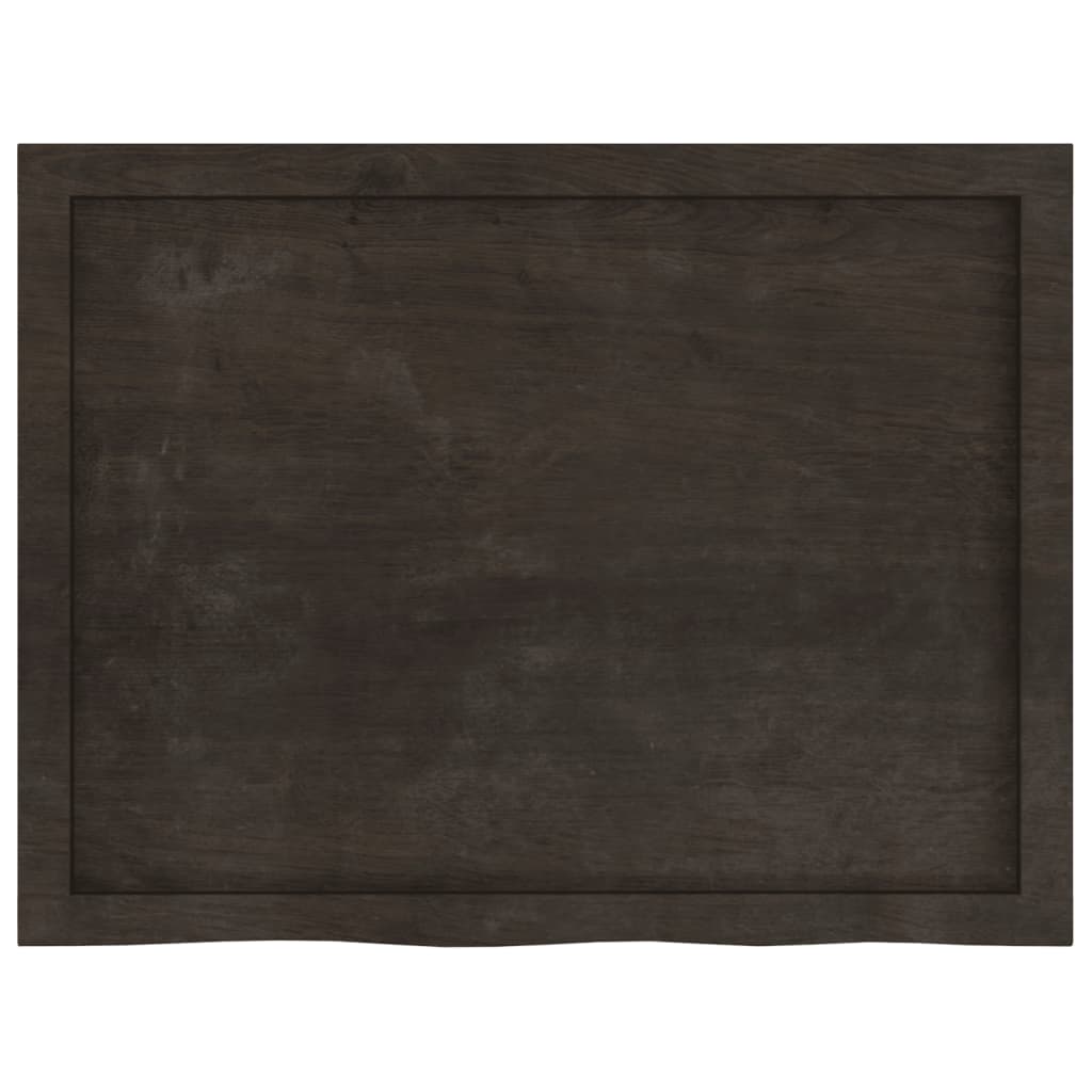 Table Top Dark Brown 80x60x(2-6) cm Treated Solid Wood Oak