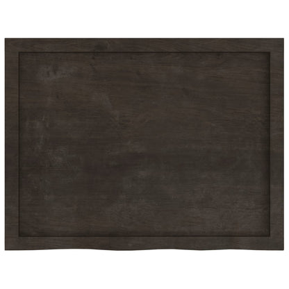 Table Top Dark Brown 80x60x(2-6) cm Treated Solid Wood Oak