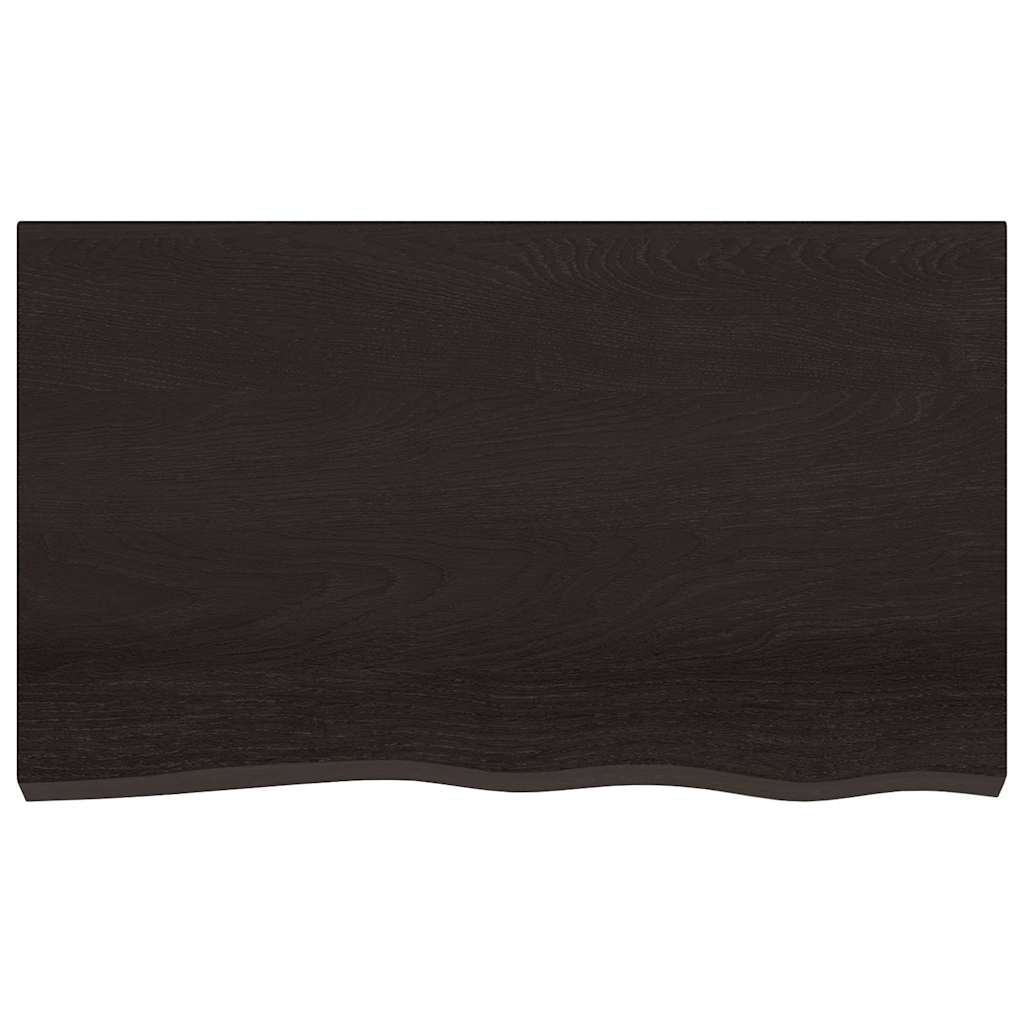 Table Top Dark Brown 100x60x2 cm Treated Solid Wood Oak