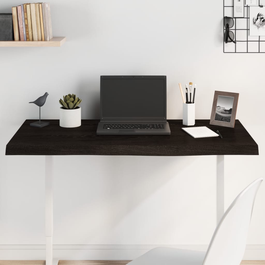 Table Top Dark Brown 100x60x(2-4) cm Treated Solid Wood Oak