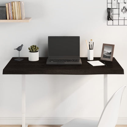 Table Top Dark Brown 100x60x(2-4) cm Treated Solid Wood Oak