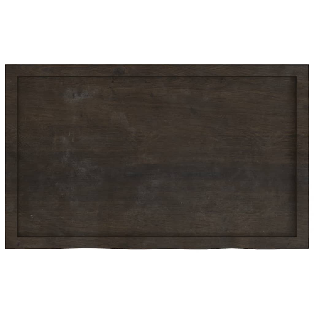 Table Top Dark Brown 100x60x(2-6) cm Treated Solid Wood Oak