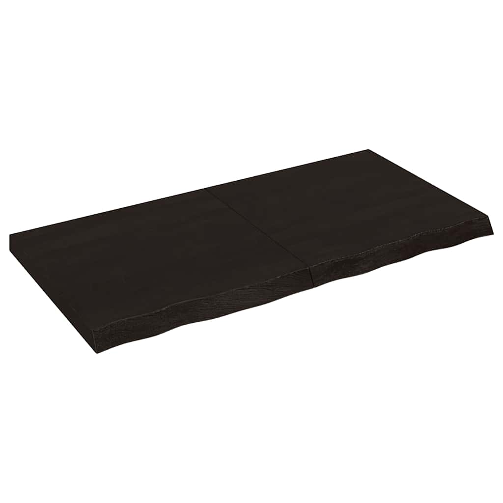 Table Top Dark Brown 120x60x(2-6) cm Treated Solid Wood Oak