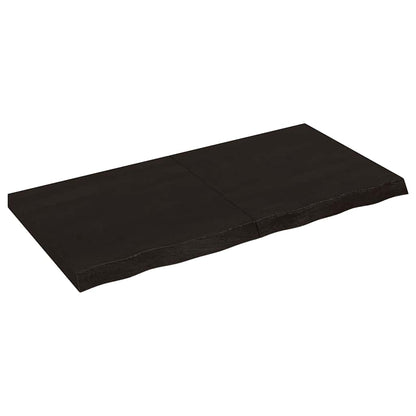 Table Top Dark Brown 120x60x(2-6) cm Treated Solid Wood Oak