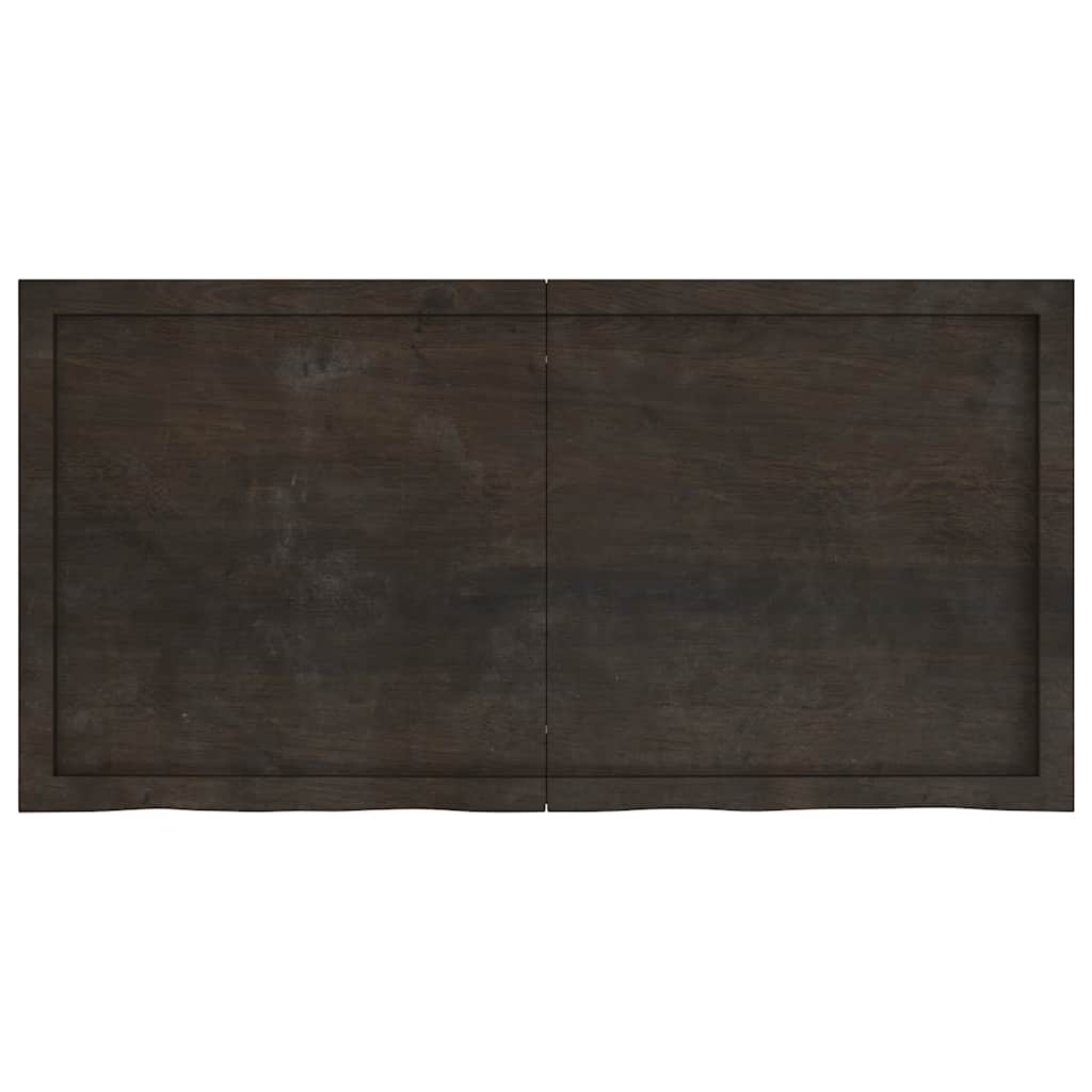 Table Top Dark Brown 120x60x(2-6) cm Treated Solid Wood Oak