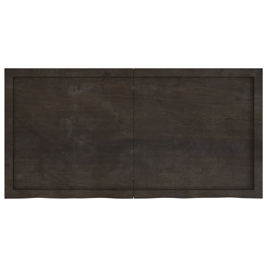 Table Top Dark Brown 120x60x(2-6) cm Treated Solid Wood Oak
