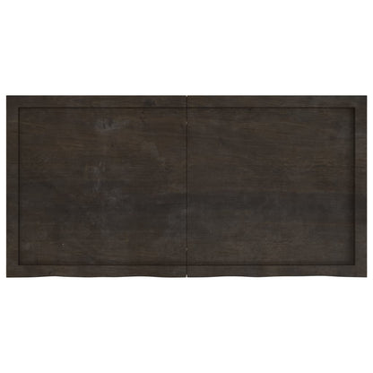 Table Top Dark Brown 120x60x(2-6) cm Treated Solid Wood Oak