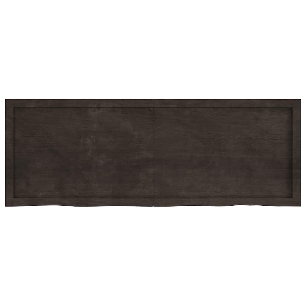 Table Top Dark Brown 140x50x(2-4) cm Treated Solid Wood Oak