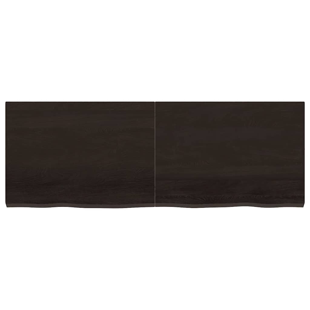 Table Top Dark Brown 140x50x(2-4) cm Treated Solid Wood Oak