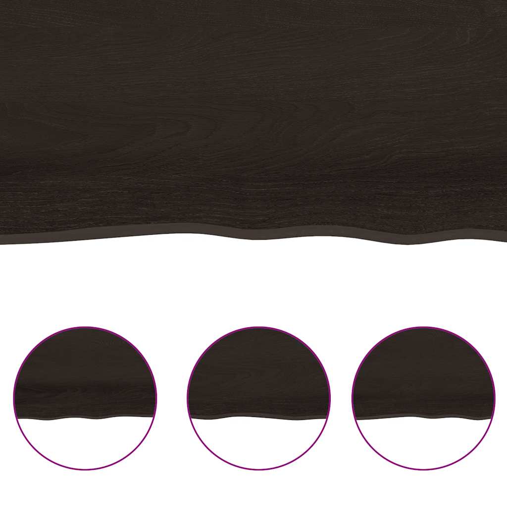 Table Top Dark Brown 140x50x(2-4) cm Treated Solid Wood Oak