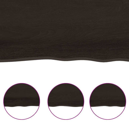 Table Top Dark Brown 140x50x(2-4) cm Treated Solid Wood Oak