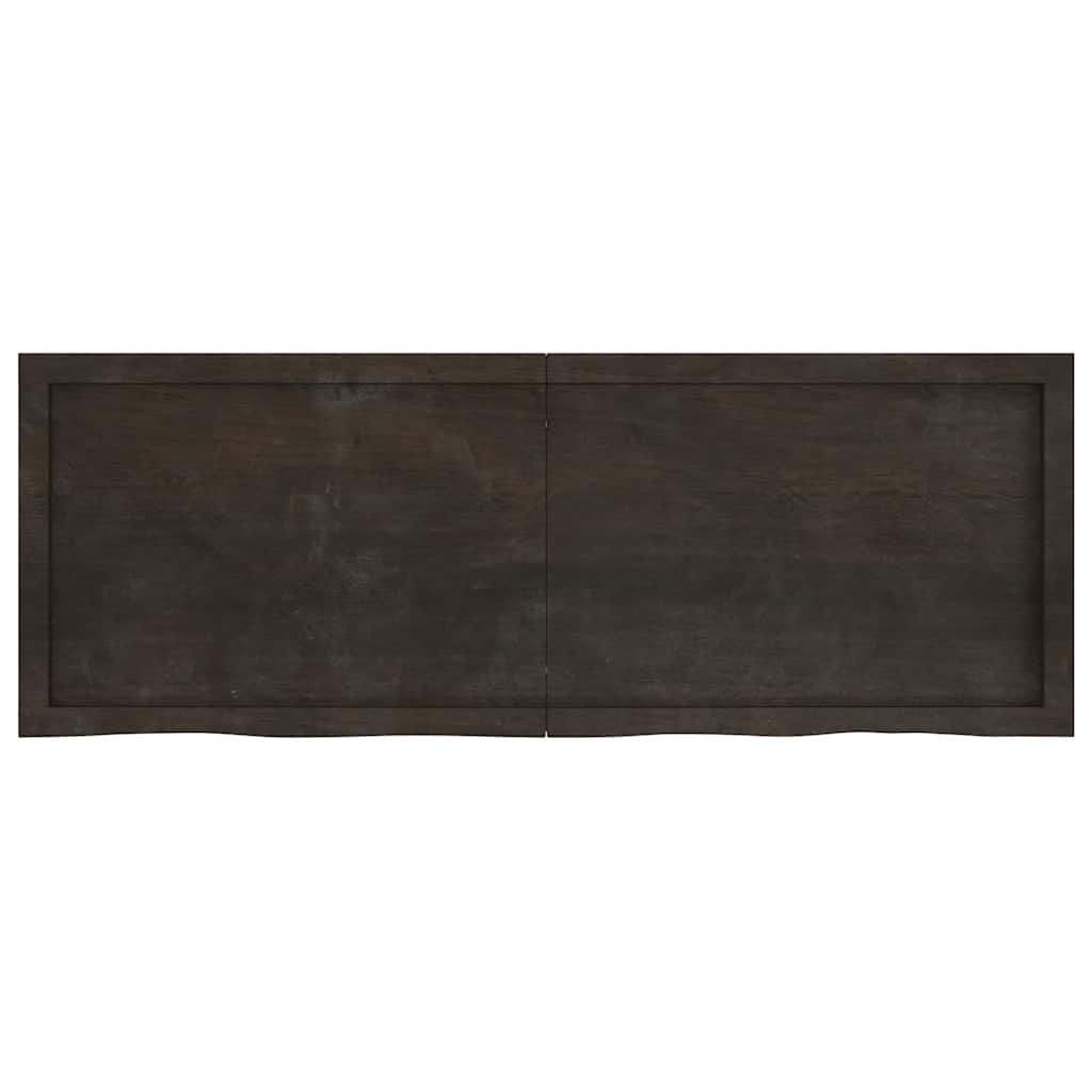 Table Top Dark Brown 140x50x(2-6) cm Treated Solid Wood Oak