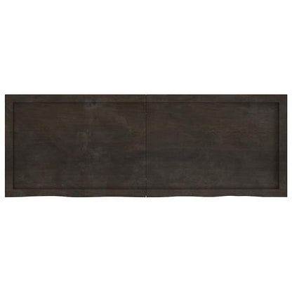 Table Top Dark Brown 140x50x(2-6) cm Treated Solid Wood Oak