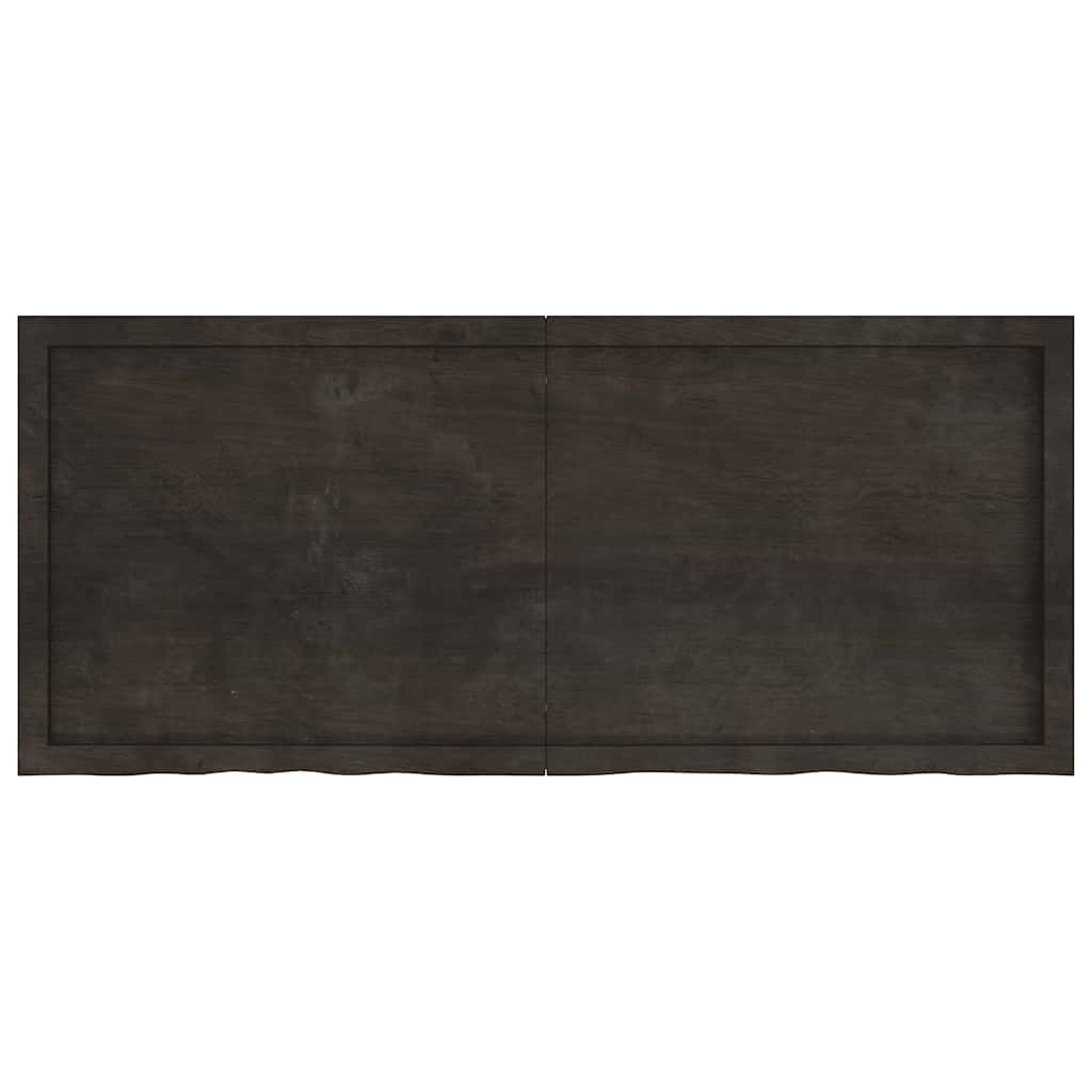 Table Top Dark Brown 140x60x(2-6) cm Treated Solid Wood Oak
