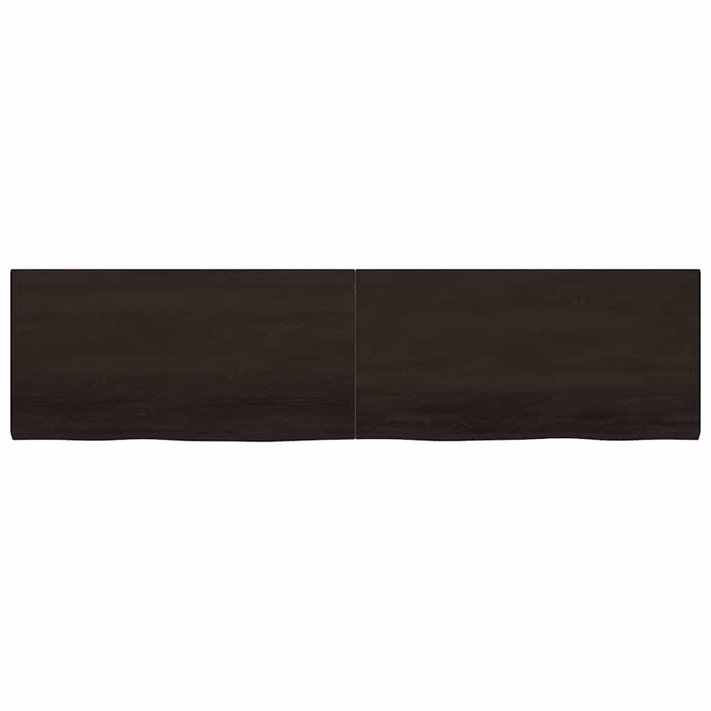 Table Top Dark Brown 200x50x(2-4) cm Treated Solid Wood Oak