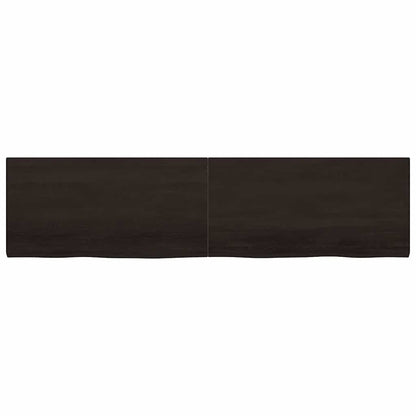 Table Top Dark Brown 200x50x(2-4) cm Treated Solid Wood Oak