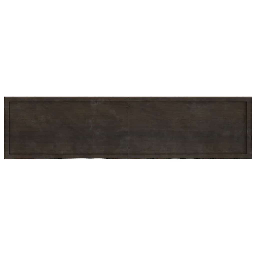 Table Top Dark Brown 200x50x(2-6) cm Treated Solid Wood Oak