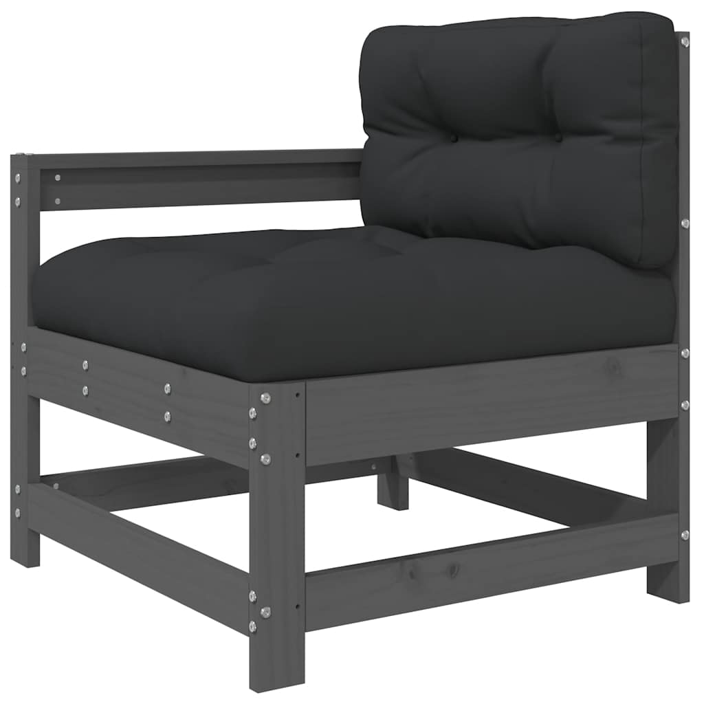 6 Piece Garden Lounge Set with Cushions Grey Solid Wood